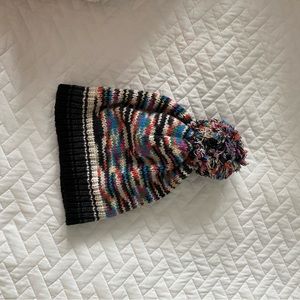 Authentic MISSONI runway cashmere multicolor knit dress beanie hat with pompon